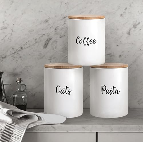 Miniatura 2 de 10 o'clock Recipiente de cerámica para almacenamiento de alimentos de cocina, recipientes de cerámica herméticos con tapa de bambú, tarro de