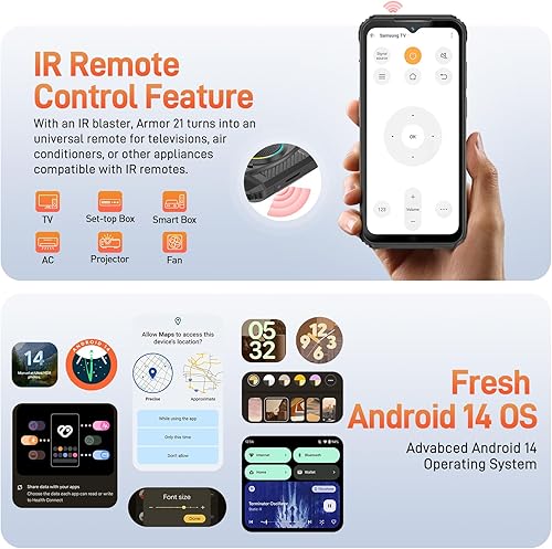 Miniatura 7 de Ulefone Armor 21 Android 14 - Teléfono resistente desbloqueado, altavoz más fuerte de 122 dB, MTK G99 de 16 GB + 256 GB para exteriores, cámara