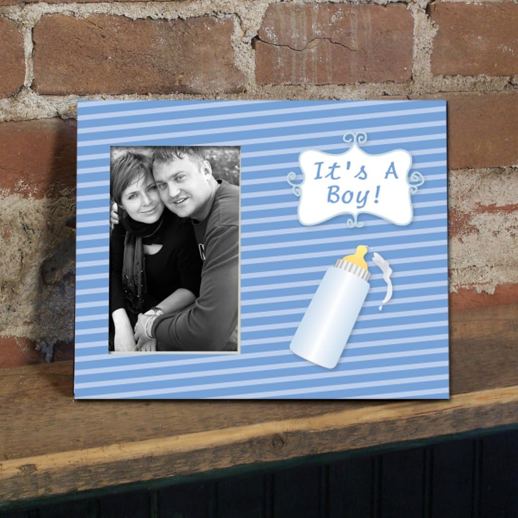 VictoryStore Gift Frame - New Baby Boy Picture Frame #2 - It's a Boy! Baby Bottle - Holds 4 inches X 6 inches Picture