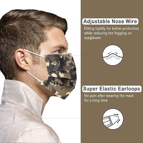 Miniatura 18 de Borje Cubrebocas desechables, 100 unidades, color negro, máscaras faciales de protección de 3 capas Multicolor 100 Uds