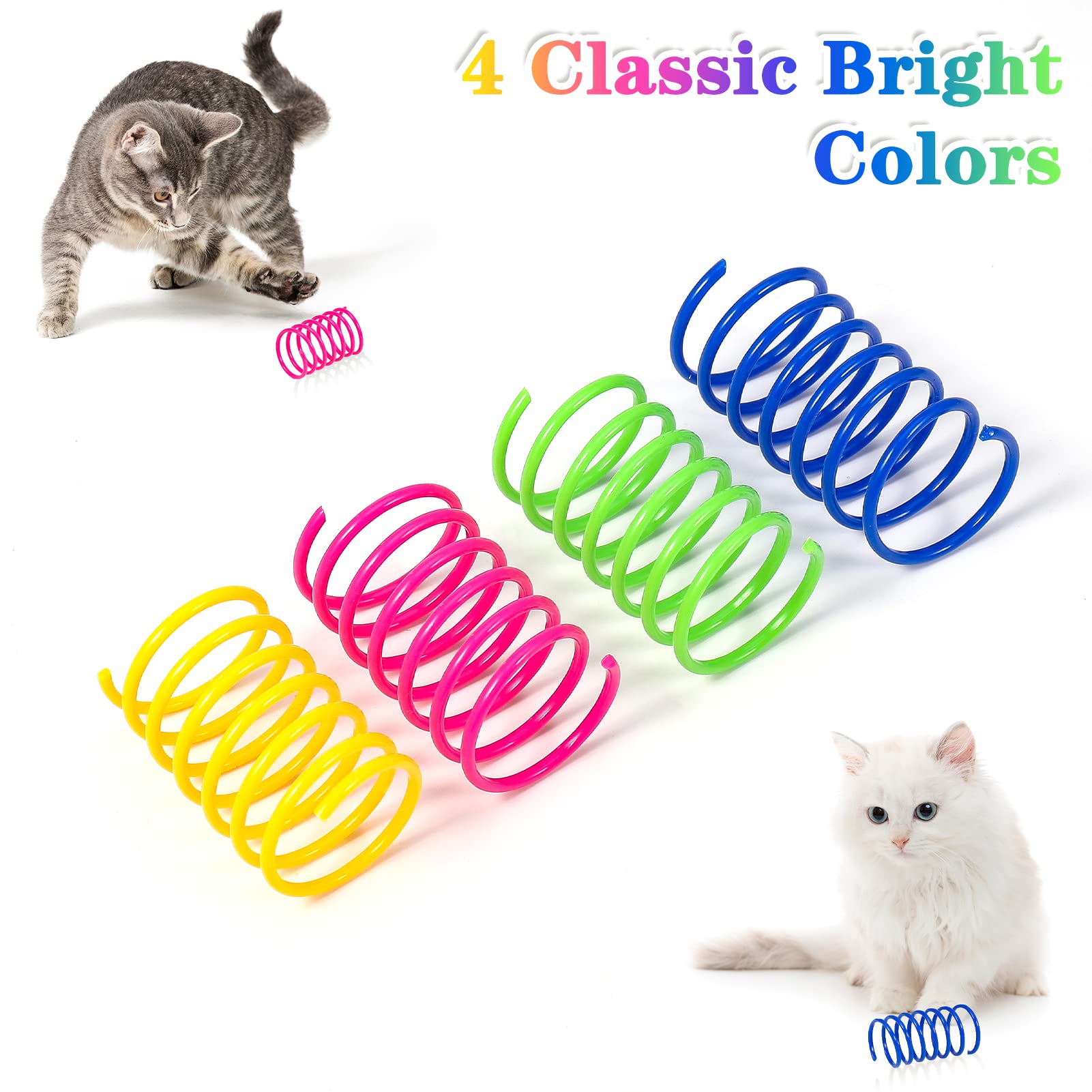 YSAOAKA 12 Pezzi Giocattolo a Molla per Gatti, Durabile Colorati Giocattoli Creativi per Gattini, Molle Spirale in Plastica per uccidere il tempo, 4 colori Giochi a Molla per Gatti