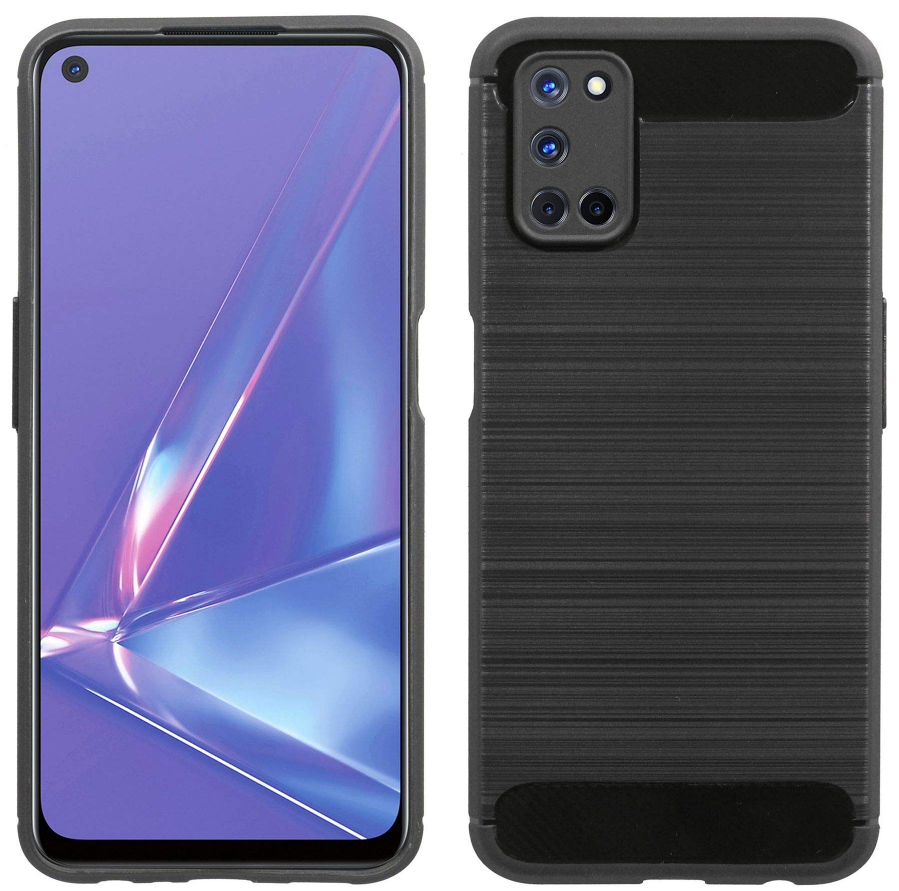 Silikon Hülle Für Oppo A91 – TPU Soft Case, Carbon-Optik, Schwarz, Rutschfest, Schlankes Design