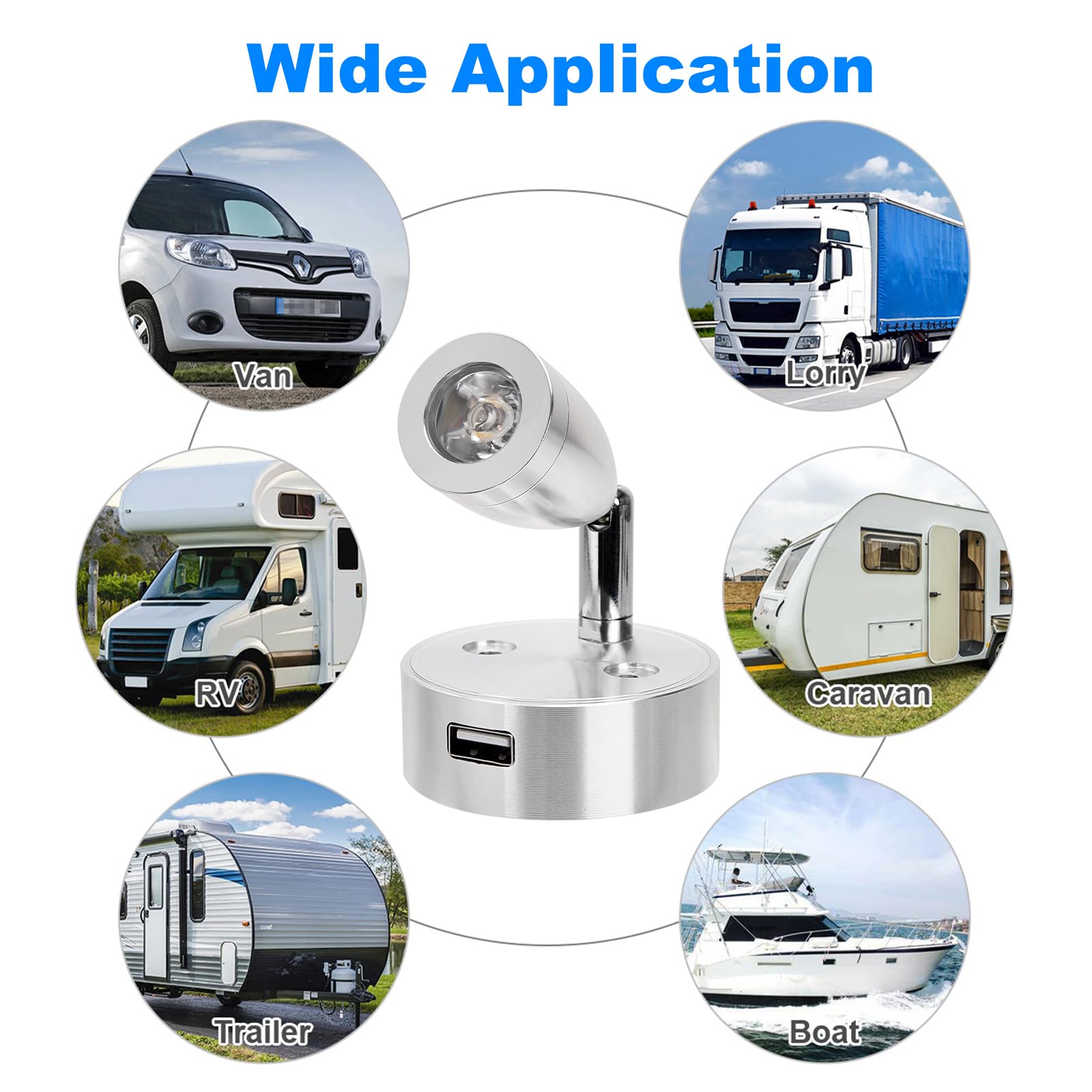 SUPAREE Luce LED Camper 12V Dimmerabile 3200K con Interruttore Touch e Presa USB 2 Pezzi