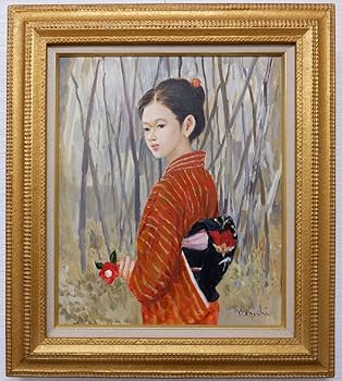 油彩　キャンバス　サイン有り Amazon.co.jp: 根岸敬「初音」キャンバス 油彩 サイン有 裏書有