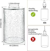 Vista 4 de Skelang Pantalla de lámpara de cristal sin labios, cubierta de luz cilíndrica con apertura de ajuste, repuesto para candelabro, colgante, luz