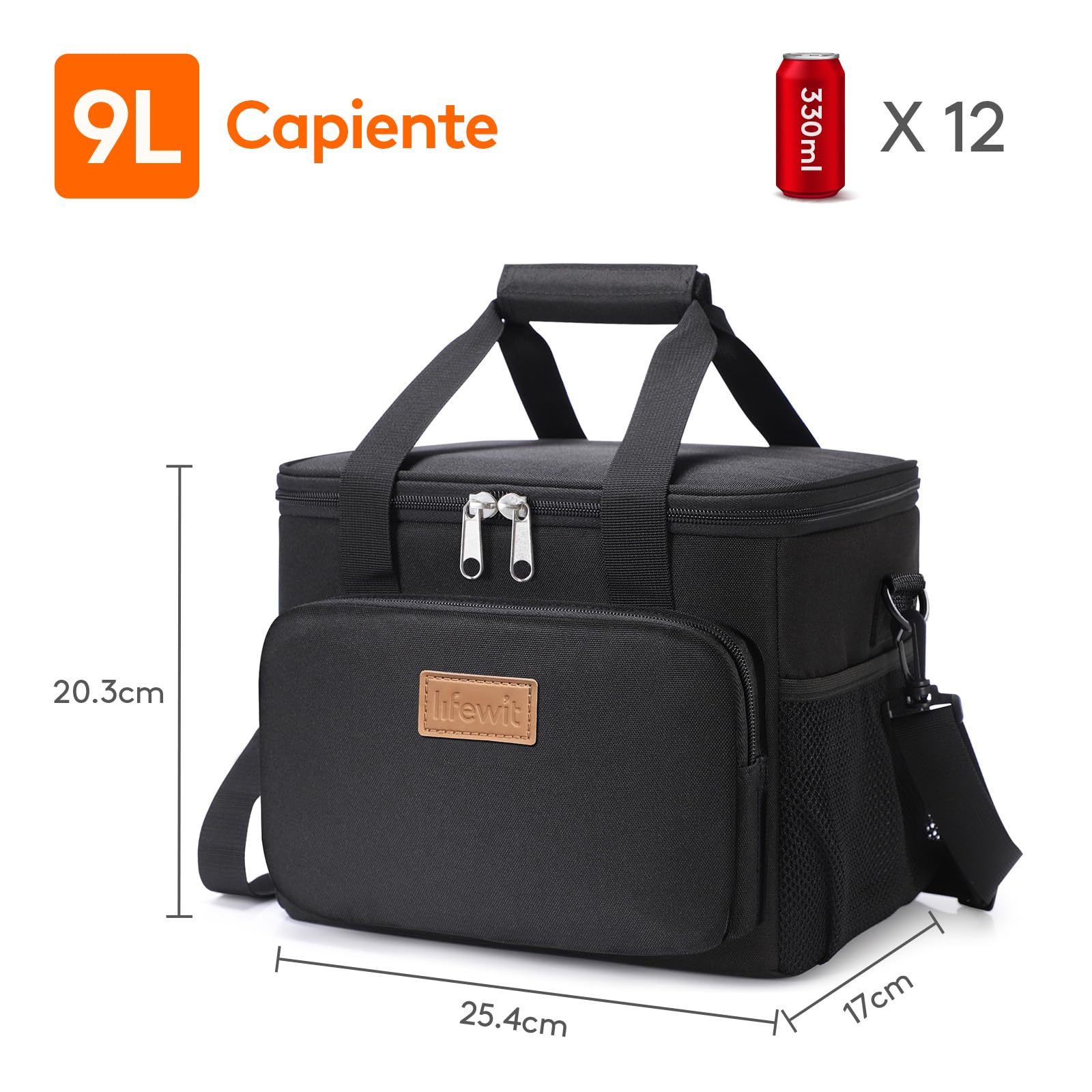 Itslife Borsa Termica Isolata Per Pranzo, Piccola Lunchbox Portatile Per Bambini E Adulti (Grigio, Triplo Strato, Impermeabile, Capacità 23,6x21,6x10cm) - 2