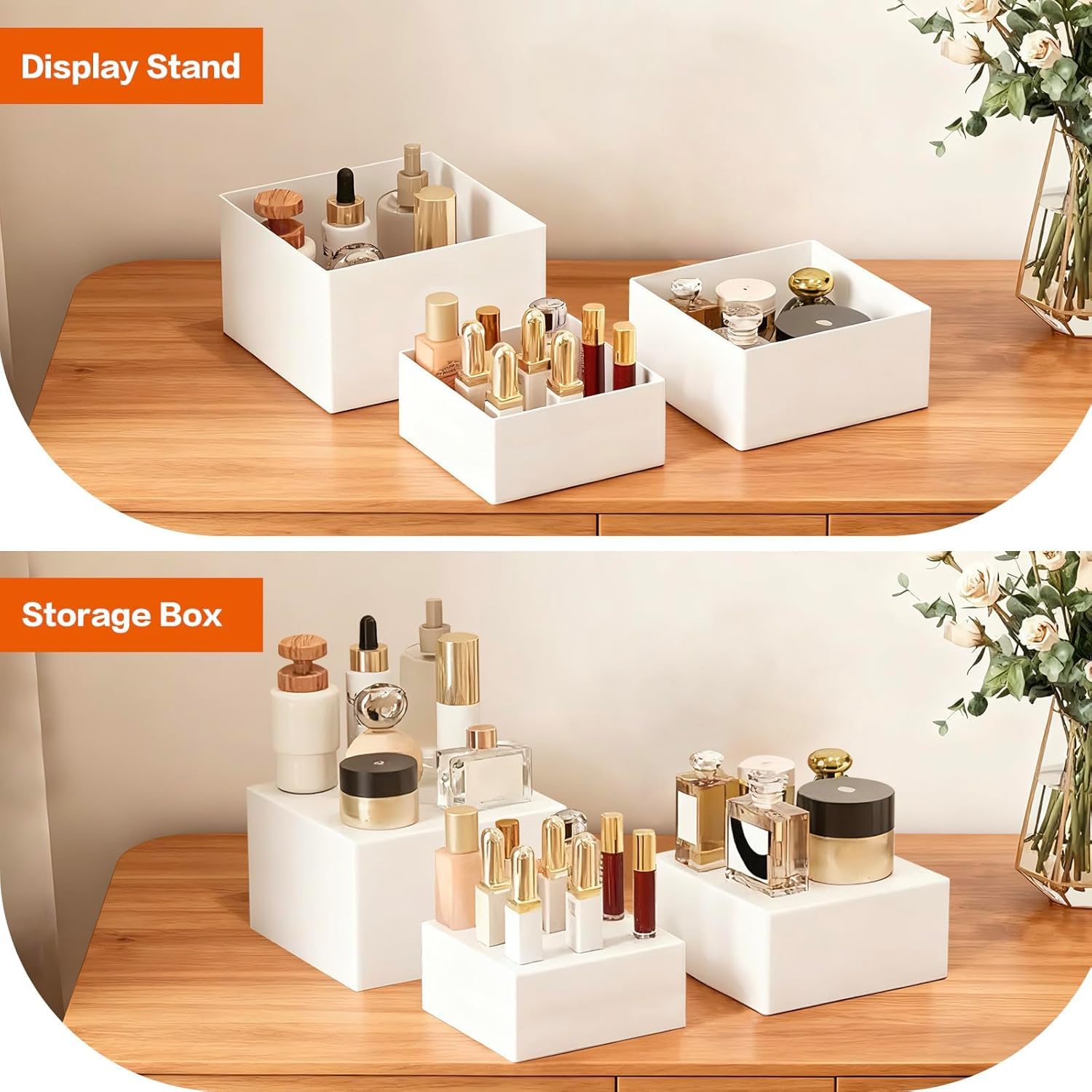 Lot de 6 présentoirs à gâteau en acrylique de 3", 4", 5", 6", 7", 8", pour table de buffet, présentoir à dessert avec fond creux, présentoir pour figurines, collectionneurs, bijoux et cupcakes