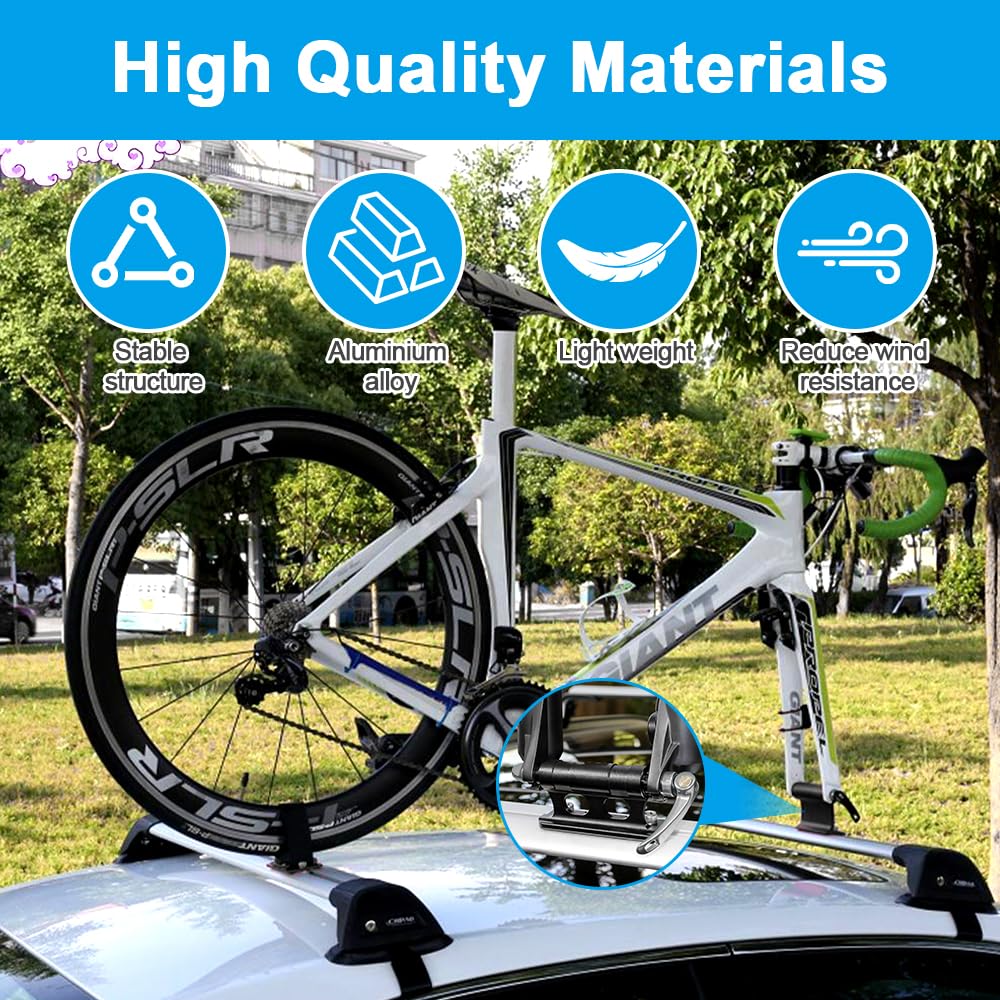 2 Stück Fahrrad Gabelhalterung, Auto Fahrrad Dachträger Gabelhalterung, Fahrradhalterung Auto aus Aluminiumlegierung, fahrrads Gabelträger mit Schnellspanner für LKW SUV Anhänger Autos