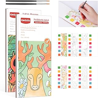 AXNSATRE Pocket Watercolour Painting Book,colouring Books For Kids,pocket Watercolour Painting Book With Paints & Pen,3 in 1 Watercolor Coloring Set, water Colouring Books For Children Age 3 (B+E)