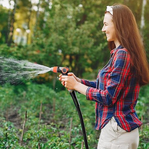 Miniatura 7 de Manguera de agua flexible para jardín, manguera de agua ligera de 50 pies, manguera de patio portátil con accesorios de latón macizo y doble núcleo