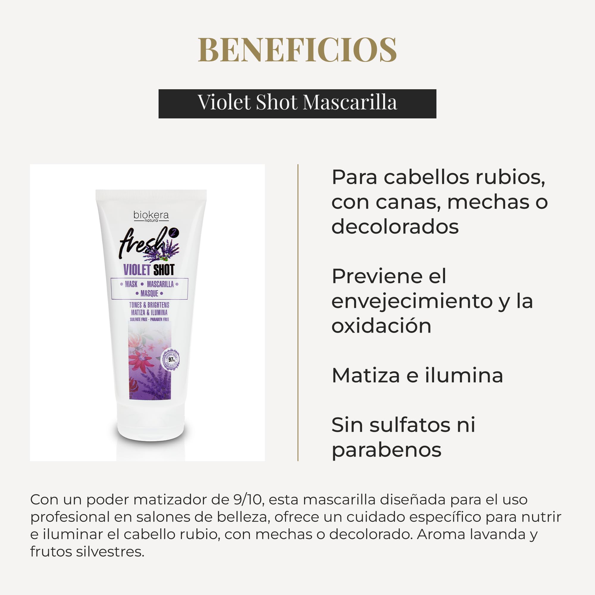 Biokera Fresh Violet Shot Mascarilla Matizadora 200 ml para Cabellos Rubios