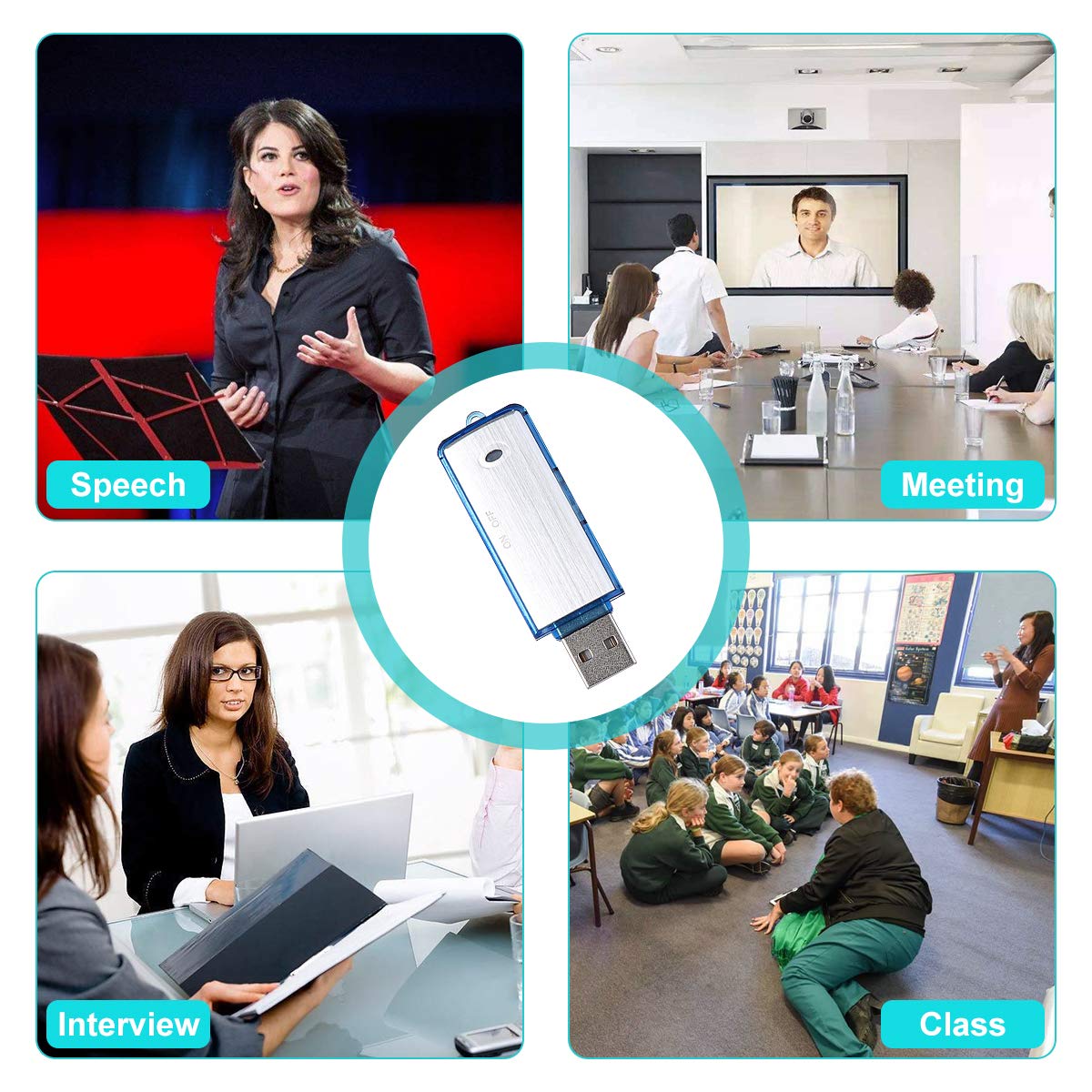 Mini Espía Grabadora de Voz,Lychee 8 GB Portatil Grabadora Activada por voz/90 Horas de Capacidad/USB Recargable/Carcasa de Metal/para Conferencias, Lecciones, Entrevistas (Azul)