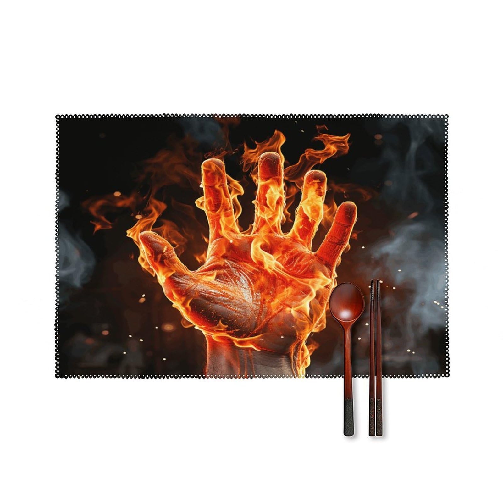 Fodpand Style Fire Flame Hand Placemats Set Of 4 Place Mats Table Mats