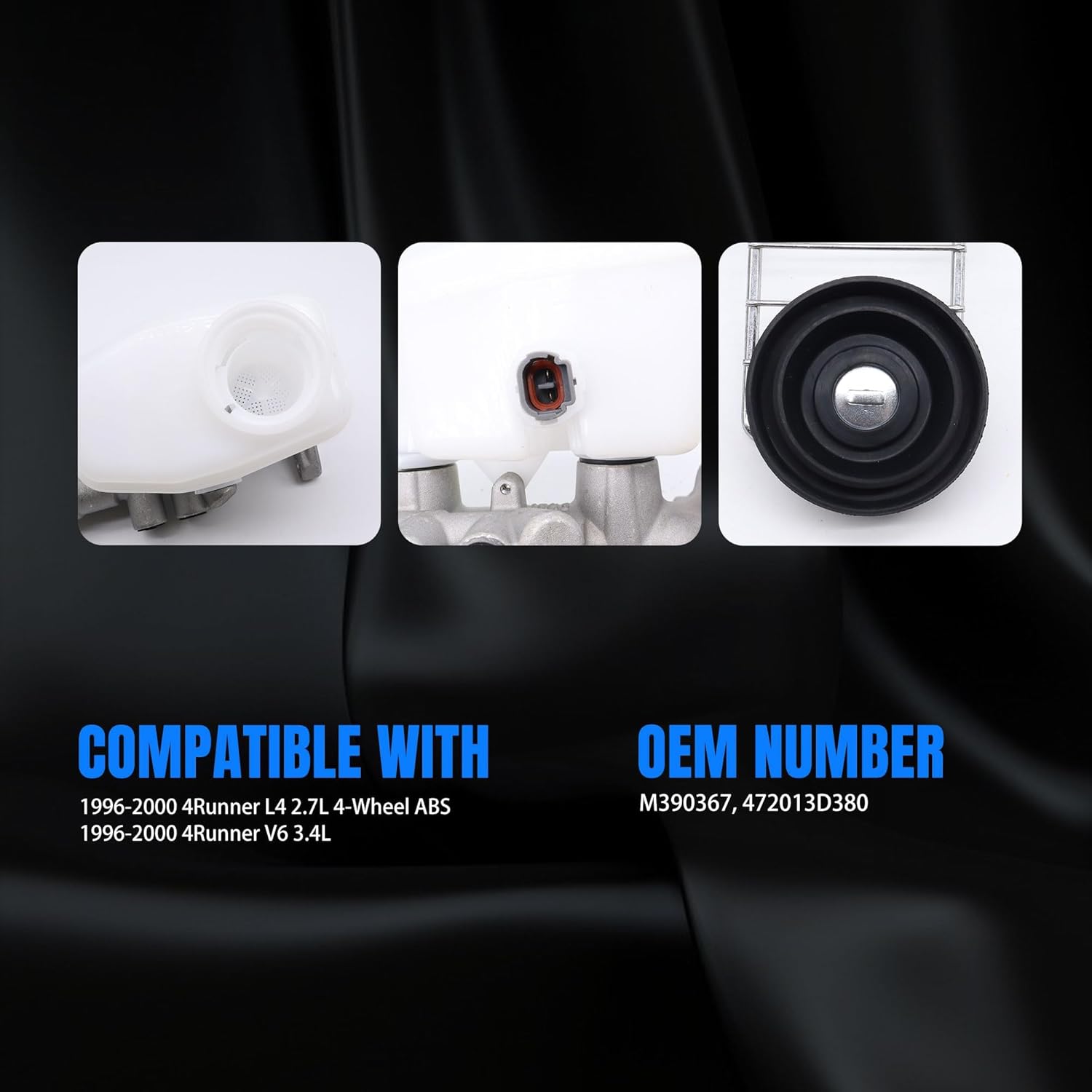 HiSport 472013D380 Brake Master Cylinder with Reservoir and Cap Compatible with Toyota 4Runner 1996 1997 1998 1999 2000, L4 2.7L/V6 3.4L Replacement Part M390367