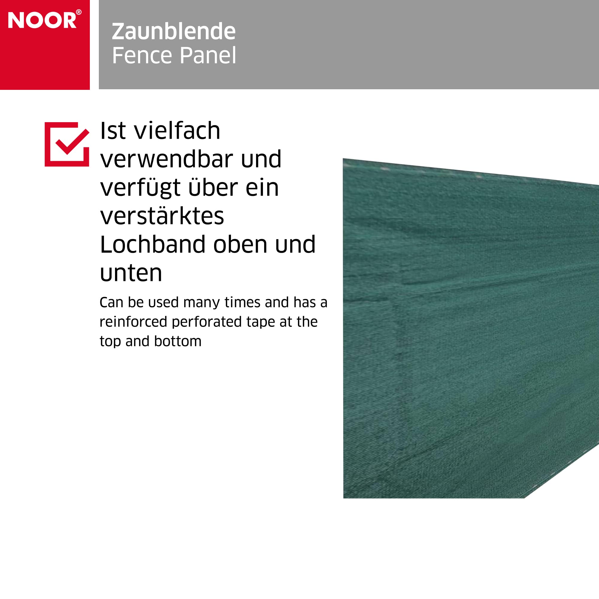 NOOR Zaunblende Sichtschutz - PP/PE-Gewebe 180g/m² - 1,2 x 5 m Grün