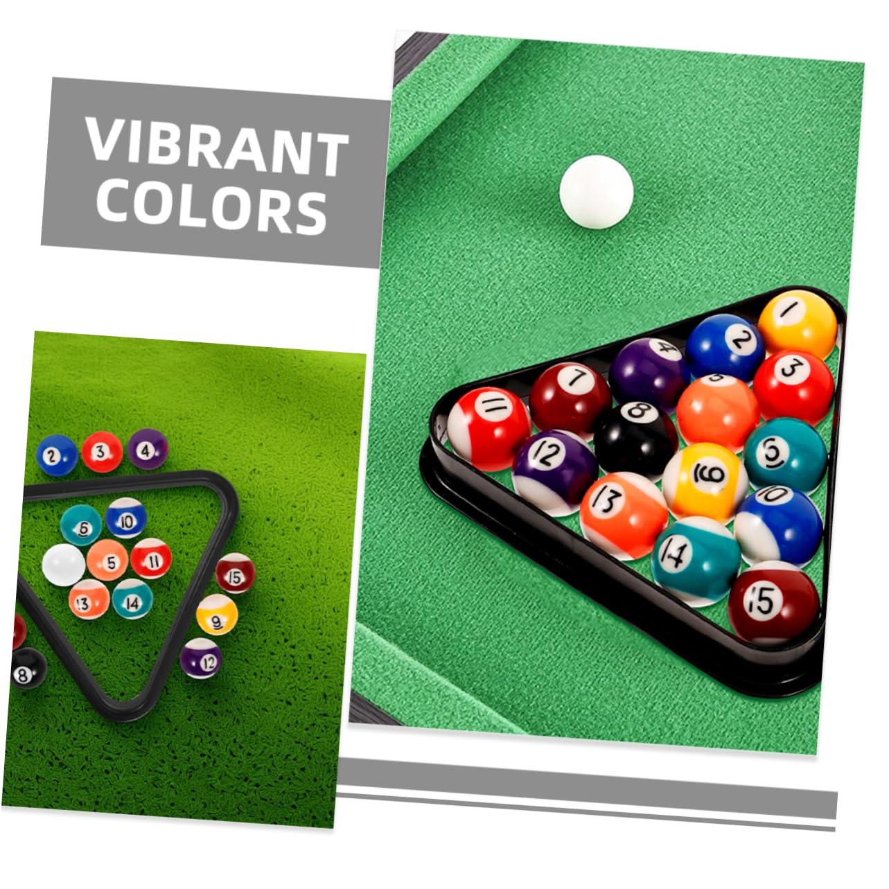 BESPORTBLE Set di 17 Mini Palline da Biliardo in Resina con Supporto Triangolare, per Casa e Scuola, Accessori Versatili per Tavolo da Biliardo per Ragazzi e Ragazze