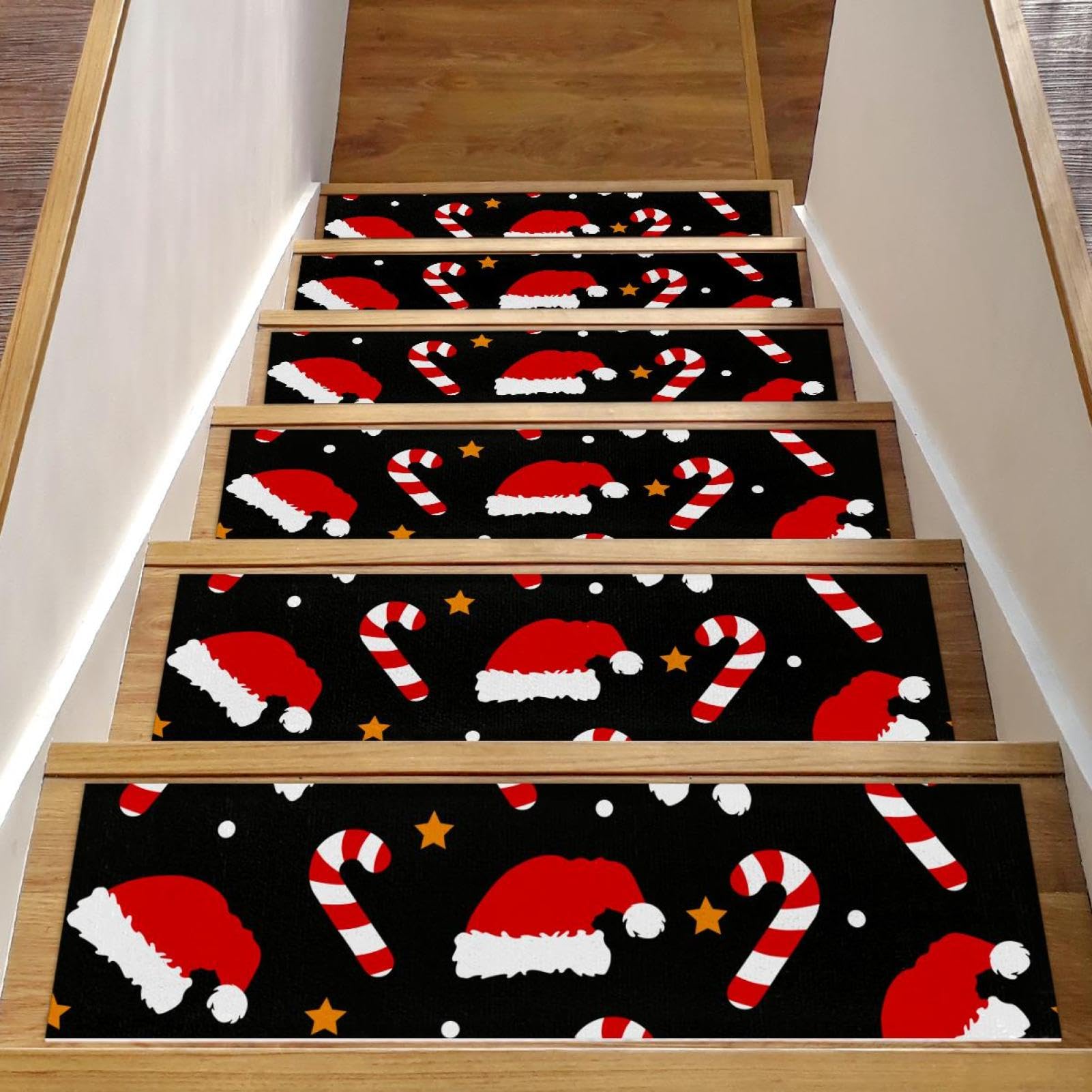 Alfombrilla de escalera interior para el hogar en Navidad con tapete de TPE antideslizante rojo