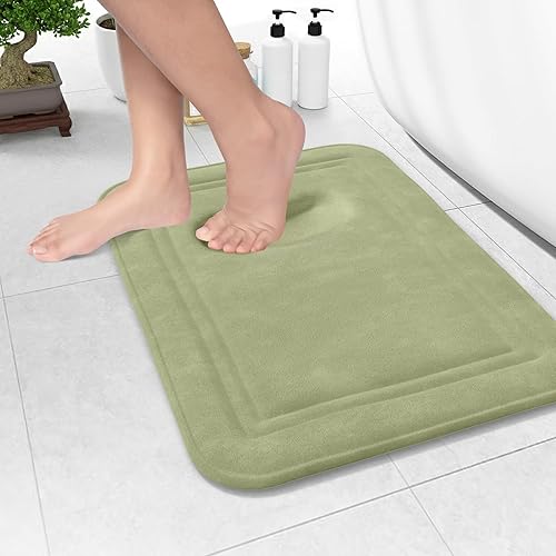 ITSOFT Alfombra de Baño de Espuma Viscoelástica 24x16 pulgadas, Antideslizante, Lavable a Máquina, Alfombras de Secado Rápido y Absorbente,