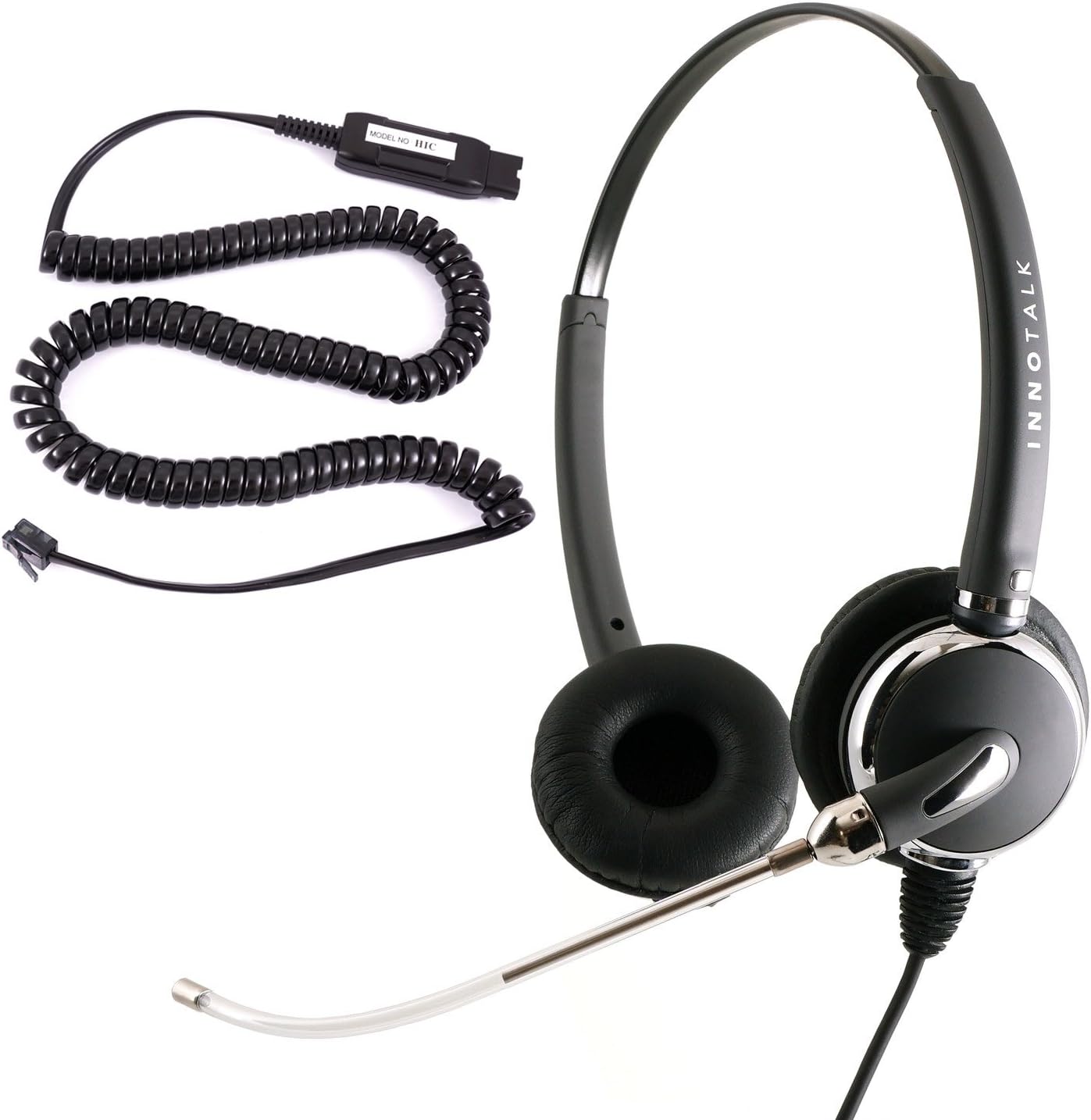 Innotalk RJ9 Phone Headset With Virtual Compatibility Smart Adapter For Cisco Avaya Nec And Most Phones