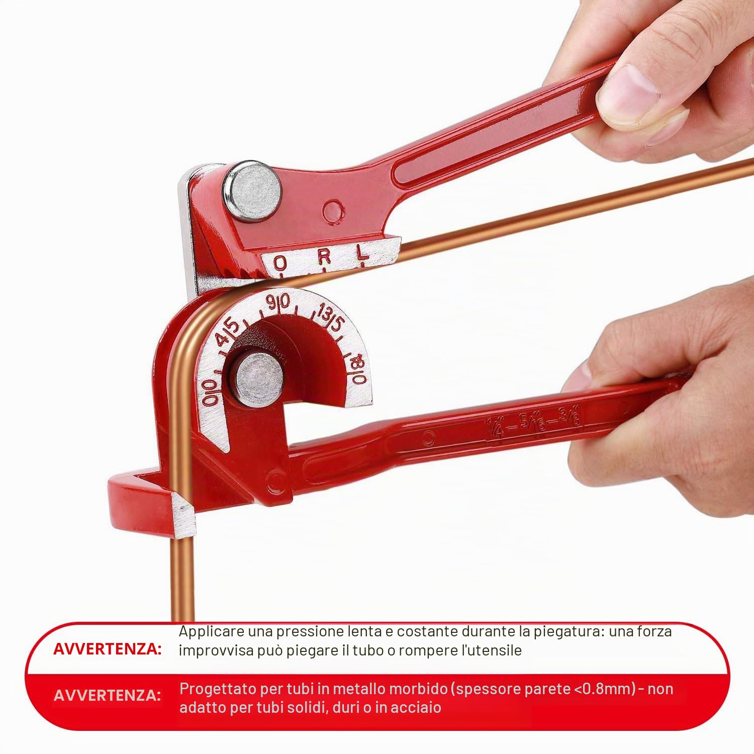 Toolwiz Piegatubi Rame Manuale 3-in-1 Piega Tubi 180 Gradi Curvatubi manuale Per Piegare Il Tubo Da Rame, Alluminio, Ottone 6mm 8mm 10mm, Rosso