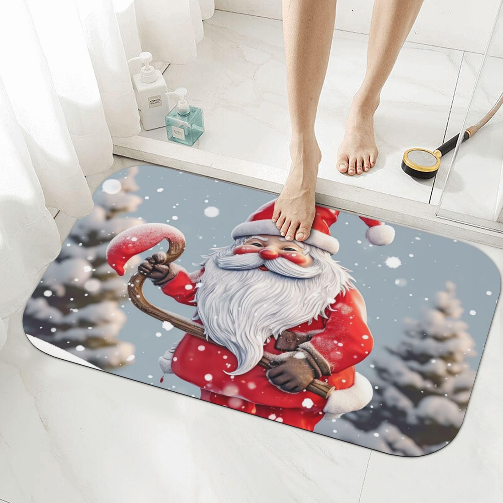 Tapis de bain amusant en diatomite pour une douche de Noël propre