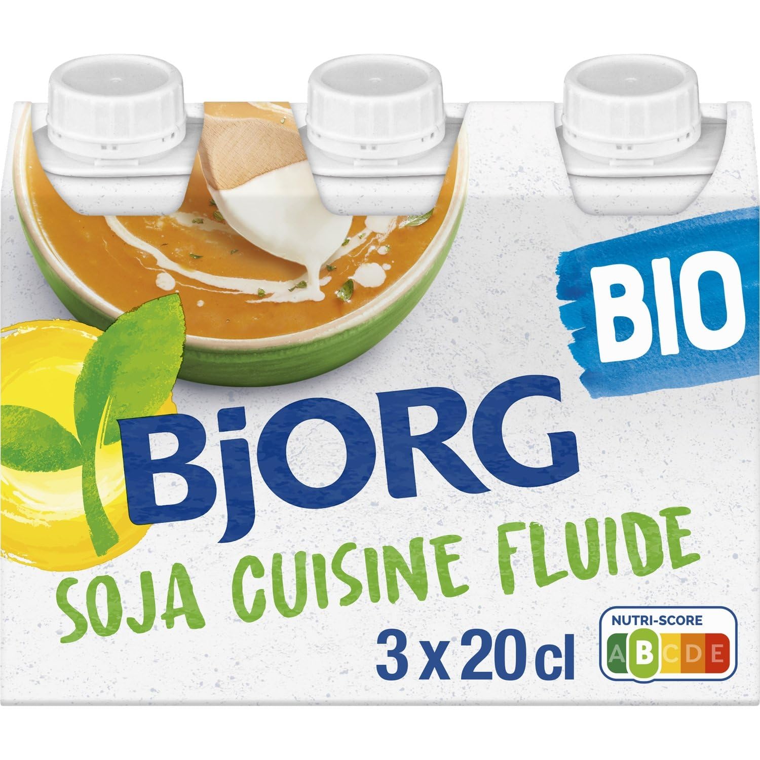BJORG – Crème Végétale Bio au Soja, Texture Légère et Onctueuse pour Cuisiner (3x20 cL) - Le Lot De 4