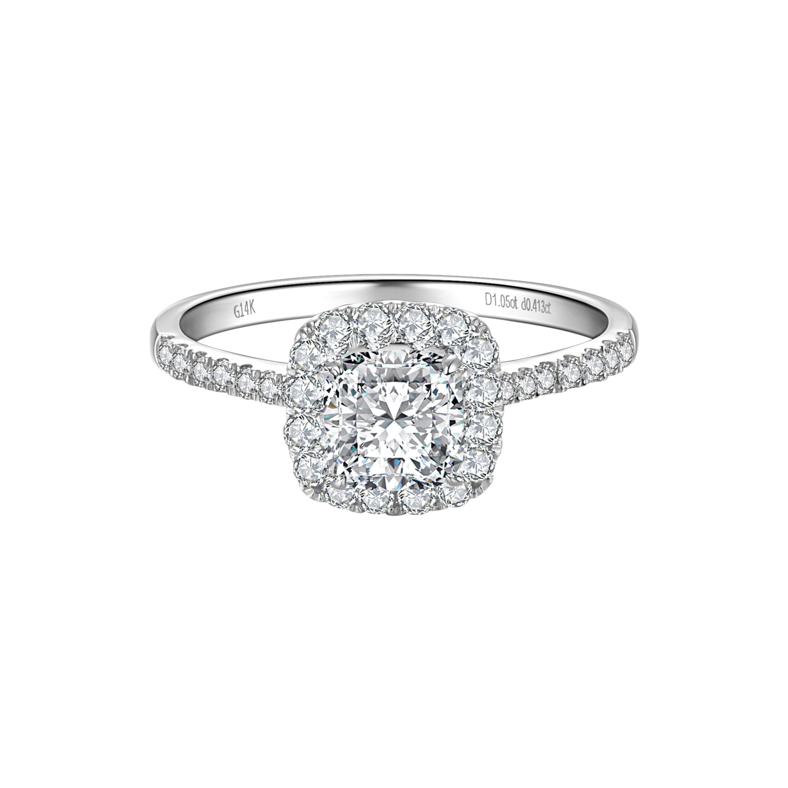 Halo IGI Certified LAB Grown Diamond Engagement Rings 14K White Gold