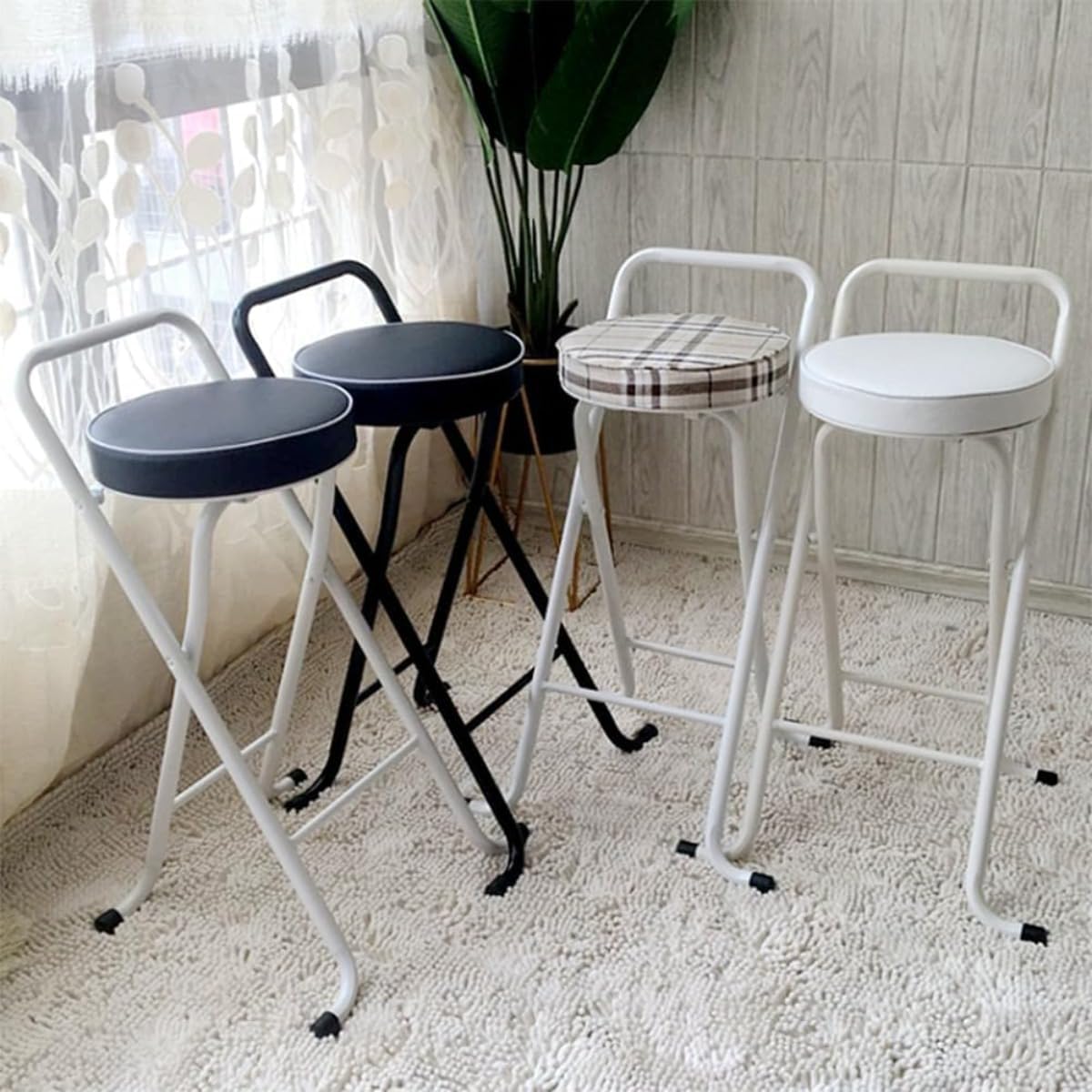 REENEW カウンターチェア バーチェア ハイチェア 折りたたみチェア 座り心地良い 安定が良い 強い耐荷重 多場合 座高80cm