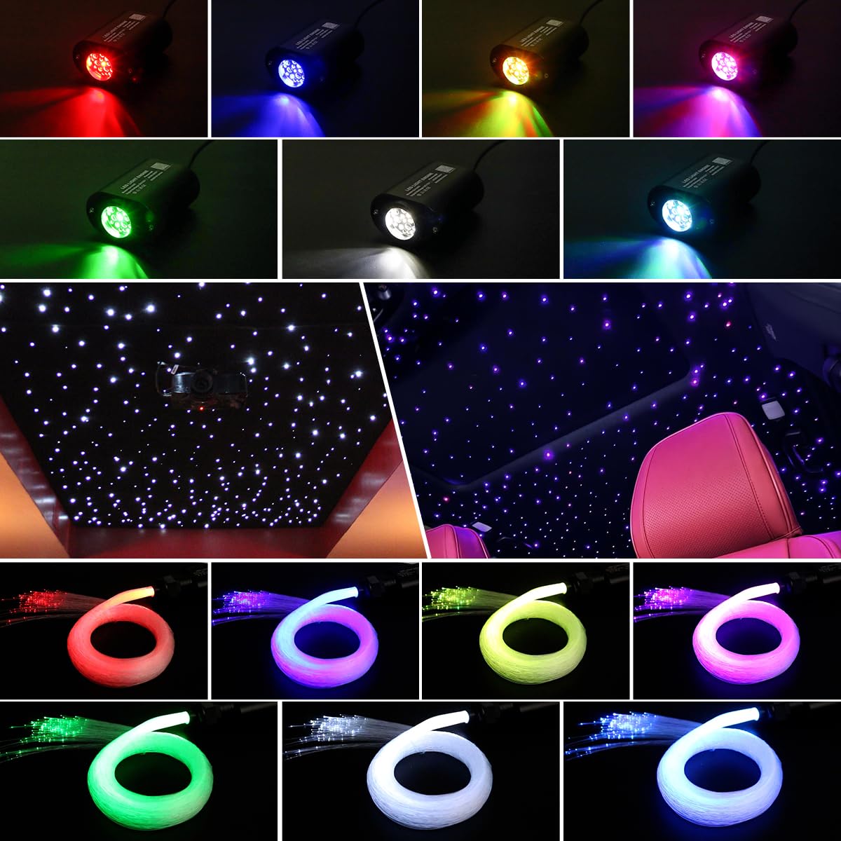 AKEPO 6W Fiber Optic Star Ceiling Kit – 550 Stars, RGBW Twinkle & Music Sync, For Car Headliner Or Home