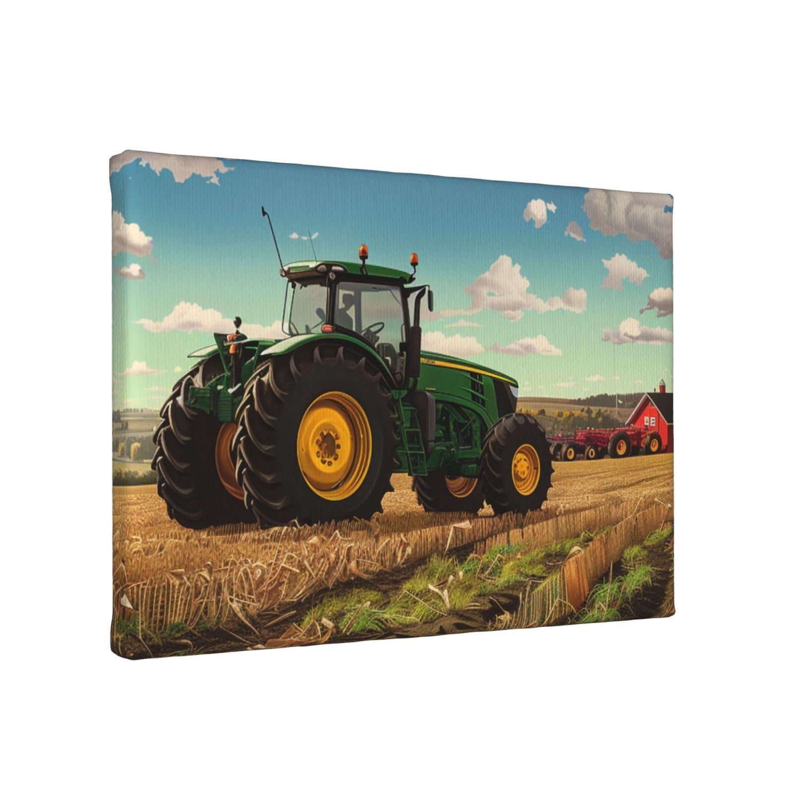 YKLJG Tractor farm Printed Wall Art Canvas Painting 30x20 CM Wooden Framed Picture Painting Artwork Prints for Bedroom Kitchen Home Office Decor