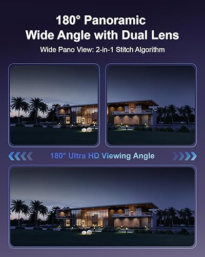 Miniatura 2 de Anpviz Cámara IP PoE de doble lente 4K 8MP al aire libre, Cámara IP de seguridad panorámica de 180°, Visión nocturna inteligente a color de luz