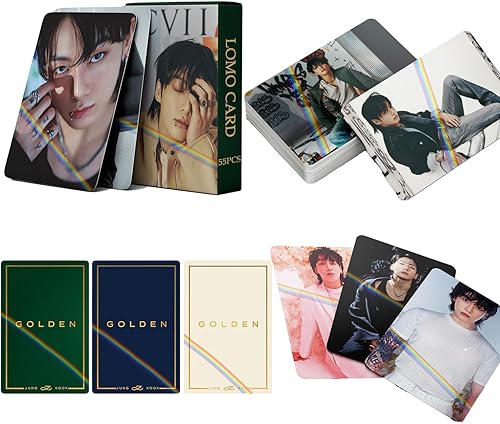 Jung Kook - Tarjetas láser, 55 unidades, tarjetas fotográficas Bangtan para niños, Jung Kook, tarjetas de álbum doradas, tarjetas de álbum de Jung