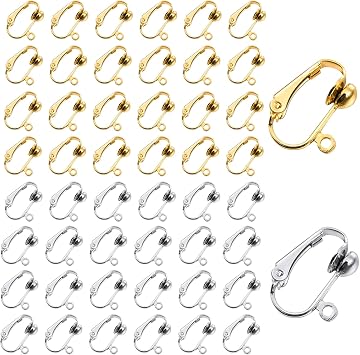 48 Pcs Gold and Silver Clip-on Earring Converters Easy-to-Open Loops Transform Stud & Pierced Earrings to Clip-on for Women Men