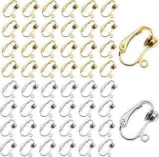 48 Pcs Gold and Silver Clip-on Earring Converters Easy-to-Open Loops Transform Stud & Pierced Earrings to Clip-on for Women Men