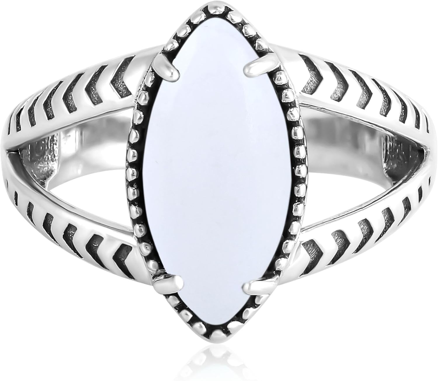 American West Jewelry Sterling Silver Marquise Gemstone Split Shank Ring