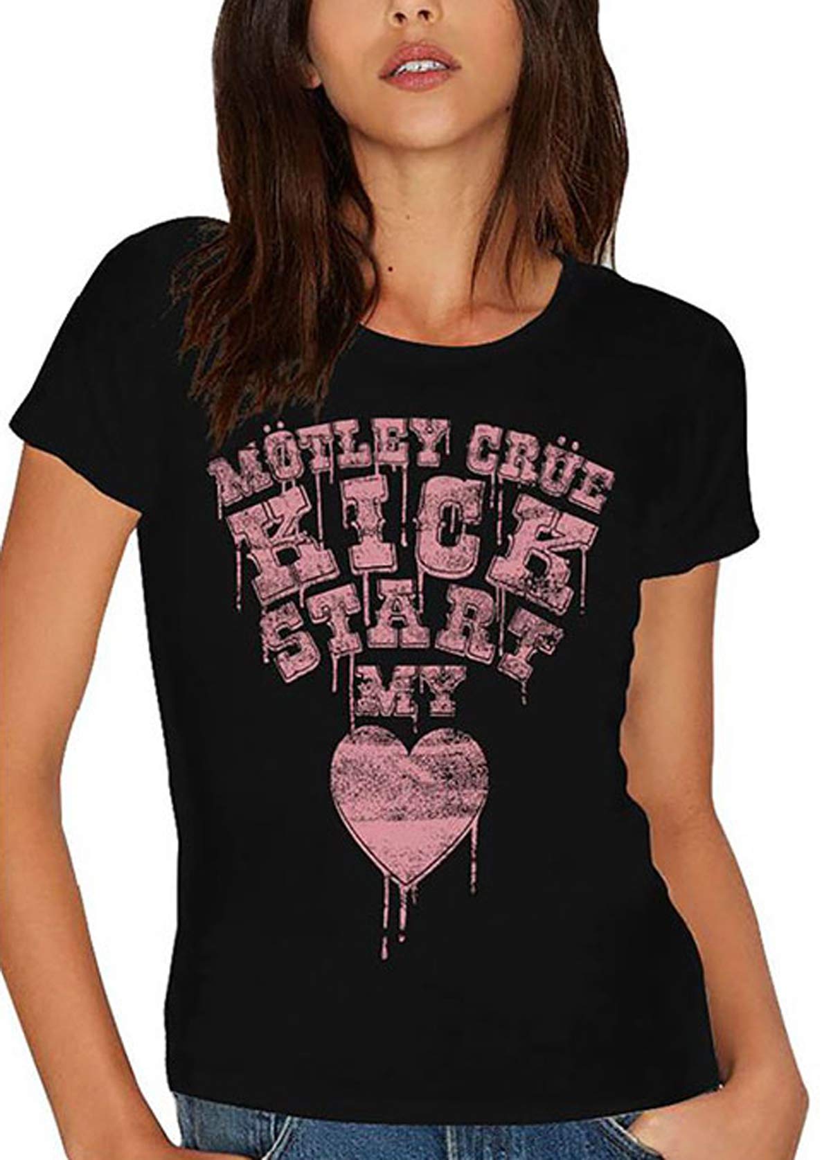 Rock Off Officially Licensed Products Men's Black Ladies Motley Crue Kick Start My Heart Official Tee T-Shirt Wo Girls (Medium)
