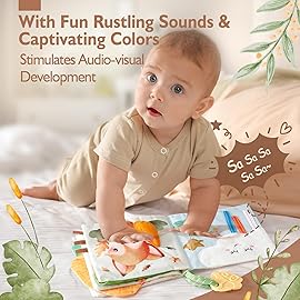 hahaland Baby Books 0-6 Months, Tummy Time Sensory Toys 6 to 12 Month Touch Feel Crinkle Book for Boys Girl 0 3 6 9 12 Month Travel Toys Christmas Birthday Gifts Stocking Stuffers