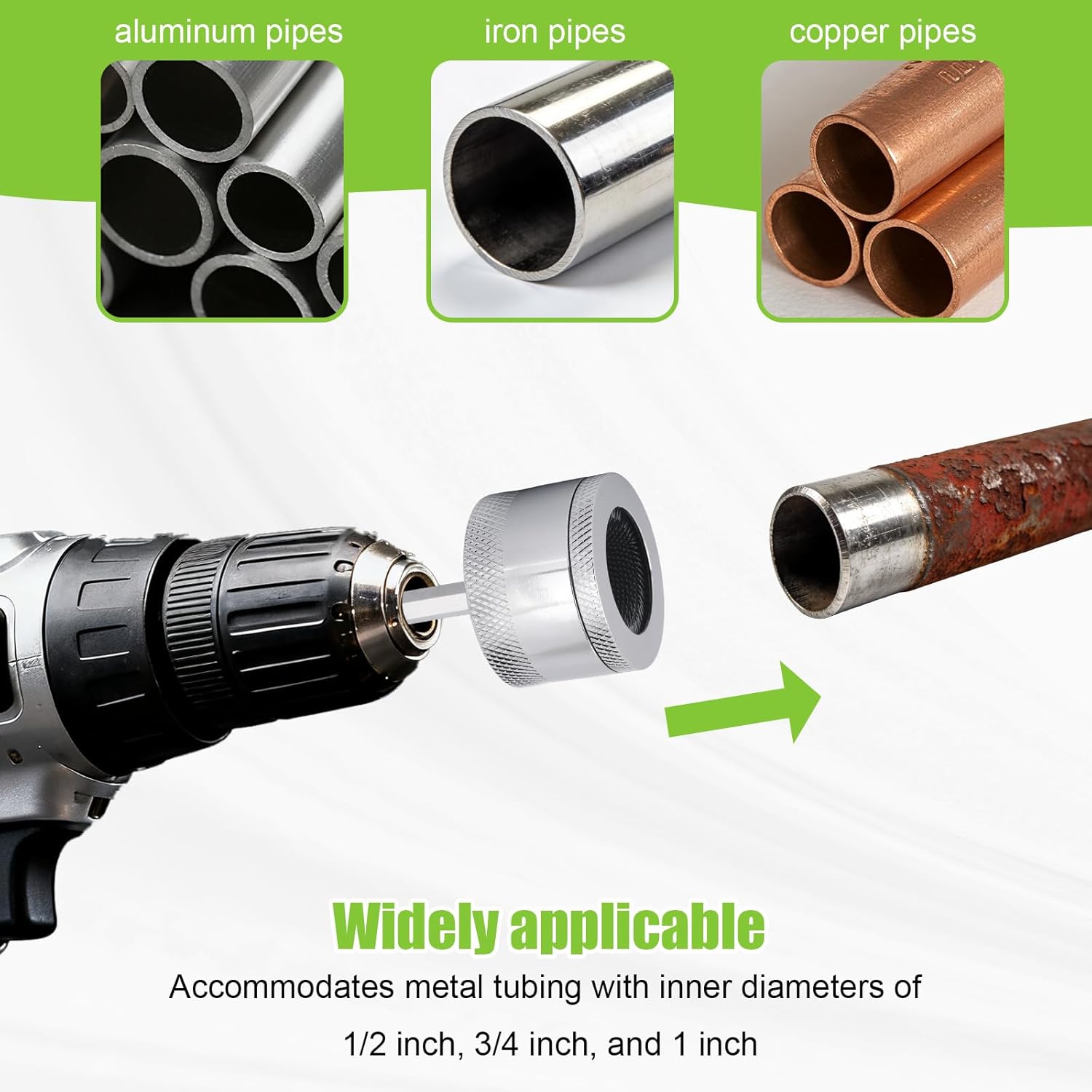 9pcs Copper Pipe Cleaner Kit, Metal Copper Pipe Cleaner with Brushes Blades Professional Plumbing Tools for Clearing Stains Paint from Tube