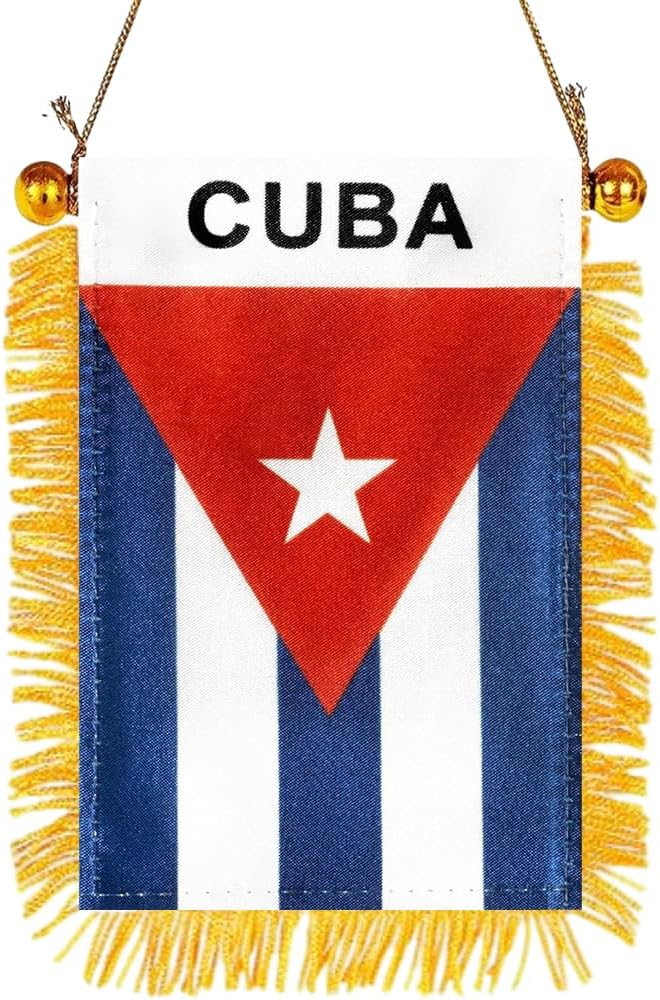 GSYLPFT 4 X 6 Cuban Flag Small Mini Cuba Flags Banners for Car Rearview Mirror Window Hanging Decor with Suction Cup & Fringy