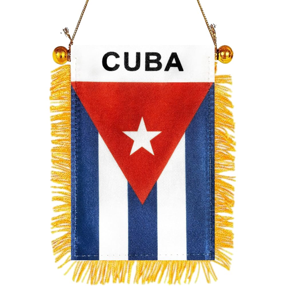 4 X 6 Cuban Flag Small Mini Cuba Flags Banners for Car Rearview Mirror Window Hanging Decor with Suction Cup & Fringy