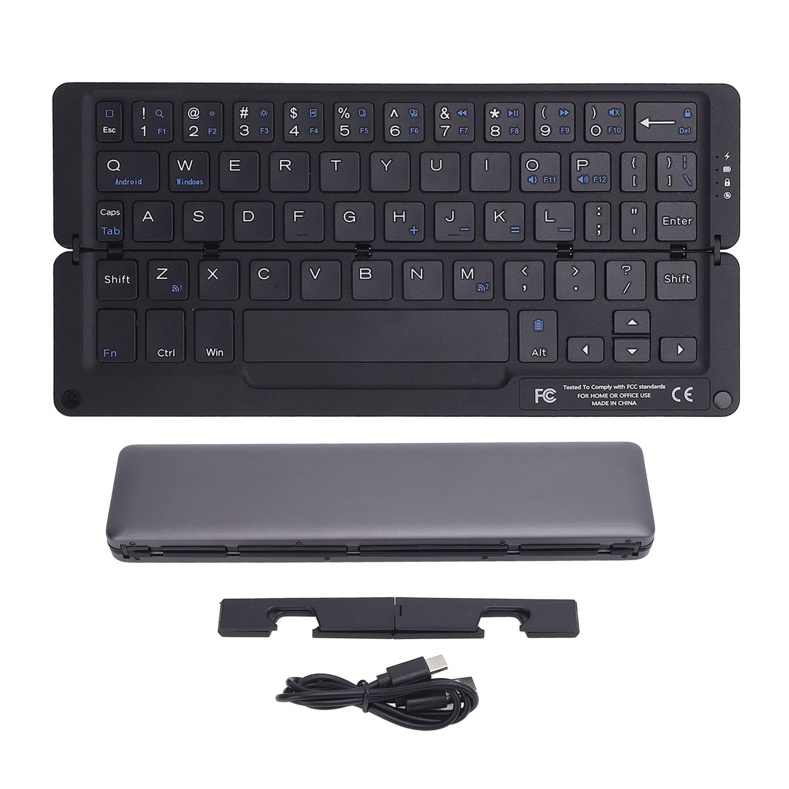Asixxsix Tastiera Bluetooth pieghevole, tastiera pieghevole con supporto magnetico, ergonomica, in lega di alluminio, portatile, per, smartphone, tablet e laptop (GRAY)