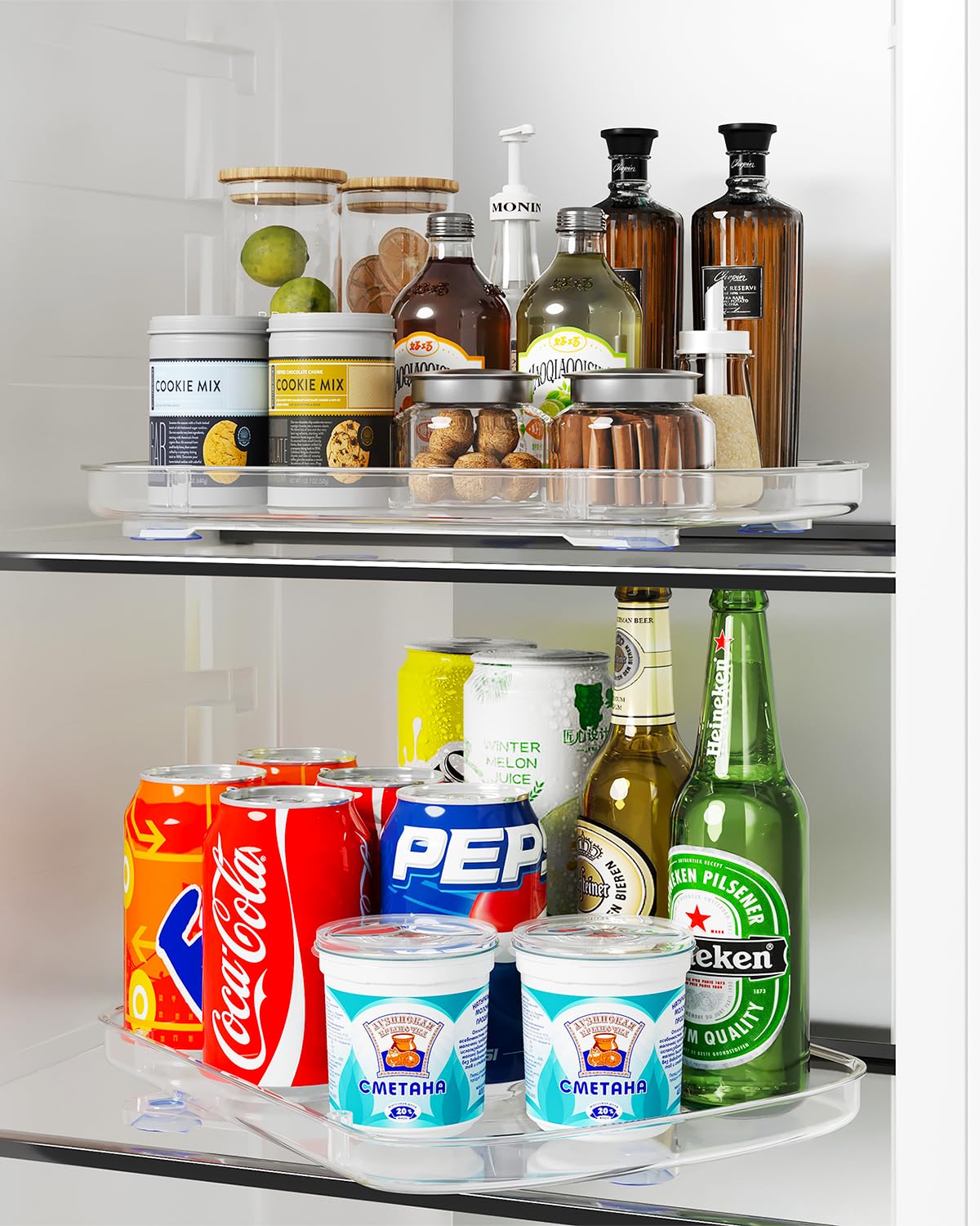 Amazon.com - HIYOHIYO 2-Pack Clear Lazy Susan for Refrigerator