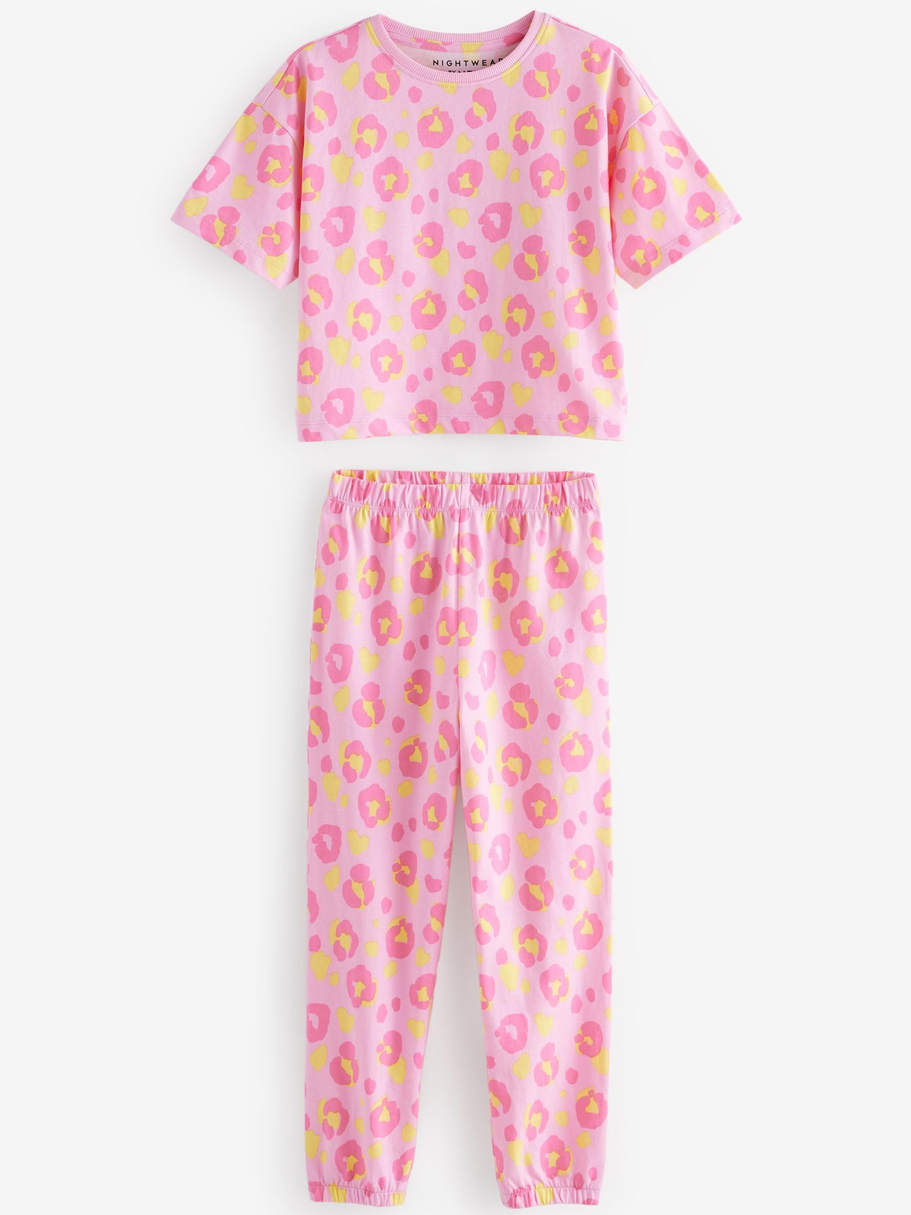 NEXT Mädchen 3er-Pack Schlafanzug mit Jogginghose und Animal-Print
