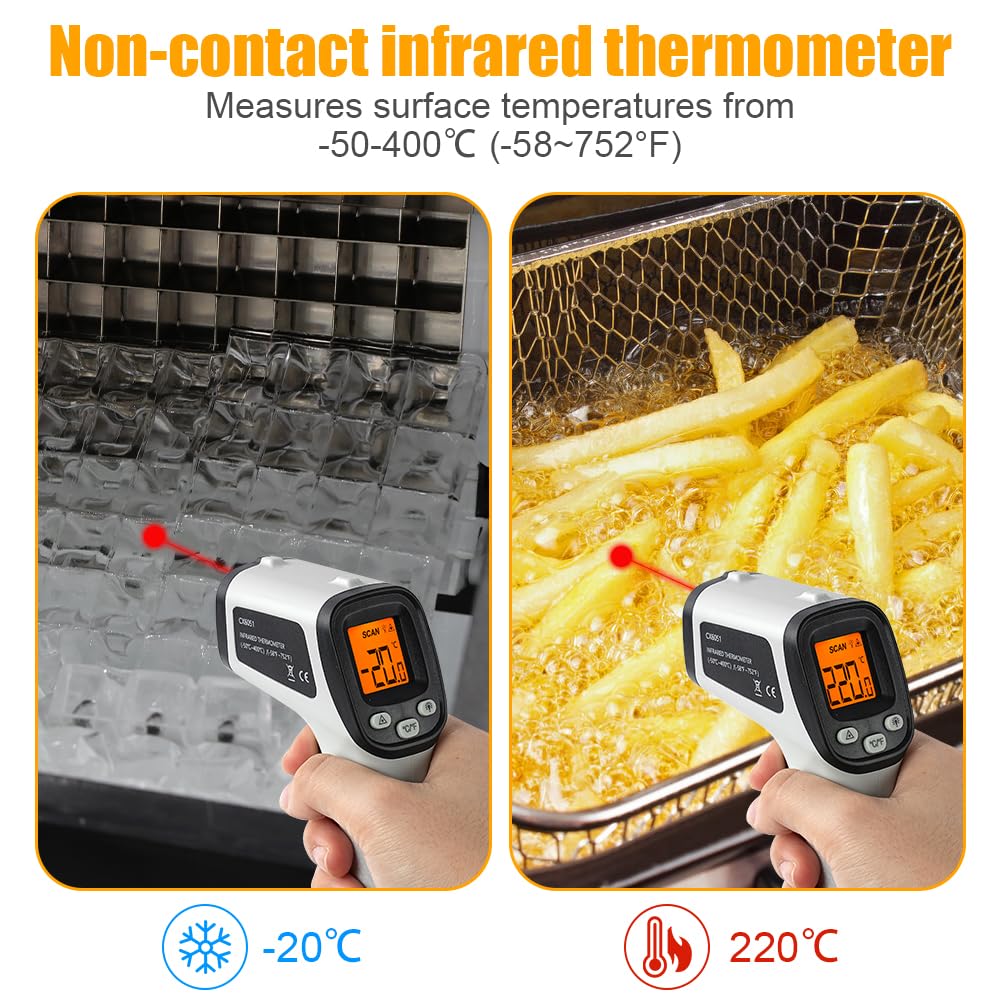 Termometro Infrarossi -50°C ~ 550°C Digitale Laser Senza Contatto Emissività Regolabile