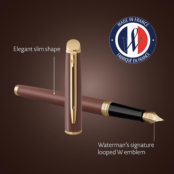 Waterman Hémisphère Fountain Pen | Copper Red (The Understated Edit Collection) | Medium Nib with Blue Ink | Gift Box