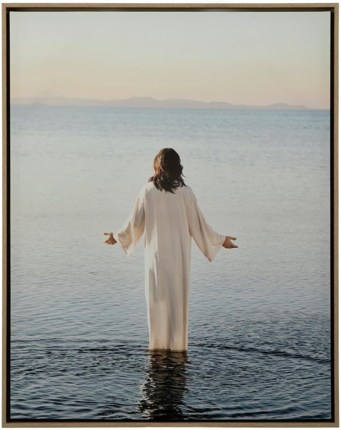Hobby Lobby Jesus Walking On Water, Religious Wall Art Canvas, Wood Frame, 29 x 23 inches, Spiritual Home Decor