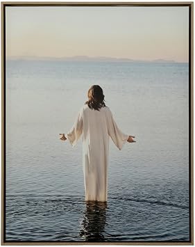 Hobby Lobby Jesus Walking On Water, Religious Wall Art Canvas, Wood Frame, 29 x 23 inches, Spiritual Home Decor