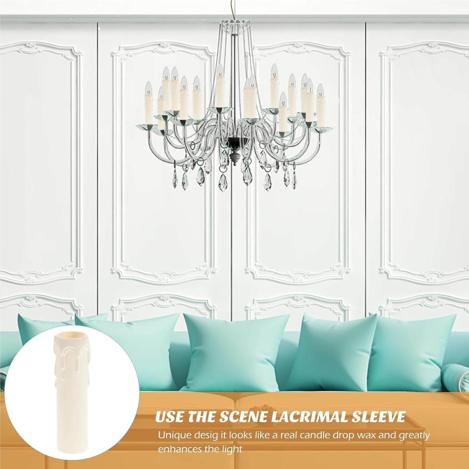 40-Pack Retro Waterproof Tear-Wax Sleeves, Lightweight Plastic Chandelier Covers
