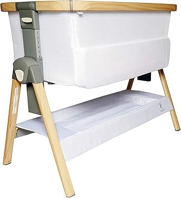 Venice Child California Dreaming Bedside Crib Bassinet w/Travel Case, Bamboo Bassinet Sheet, Removable Bamboo Compressed Cotton Mattress, Height Adjustable, Easy Clean - White