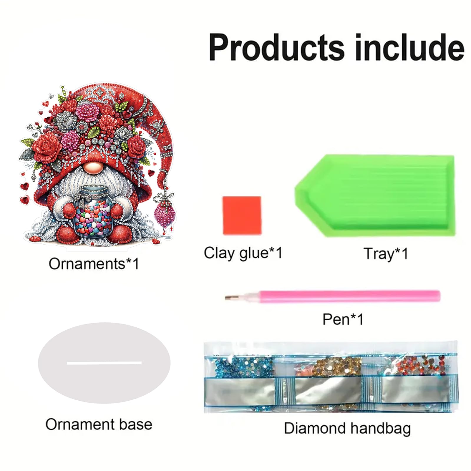 5D Diamond Art Tabletop Gnome Ornaments Kit - Image 3